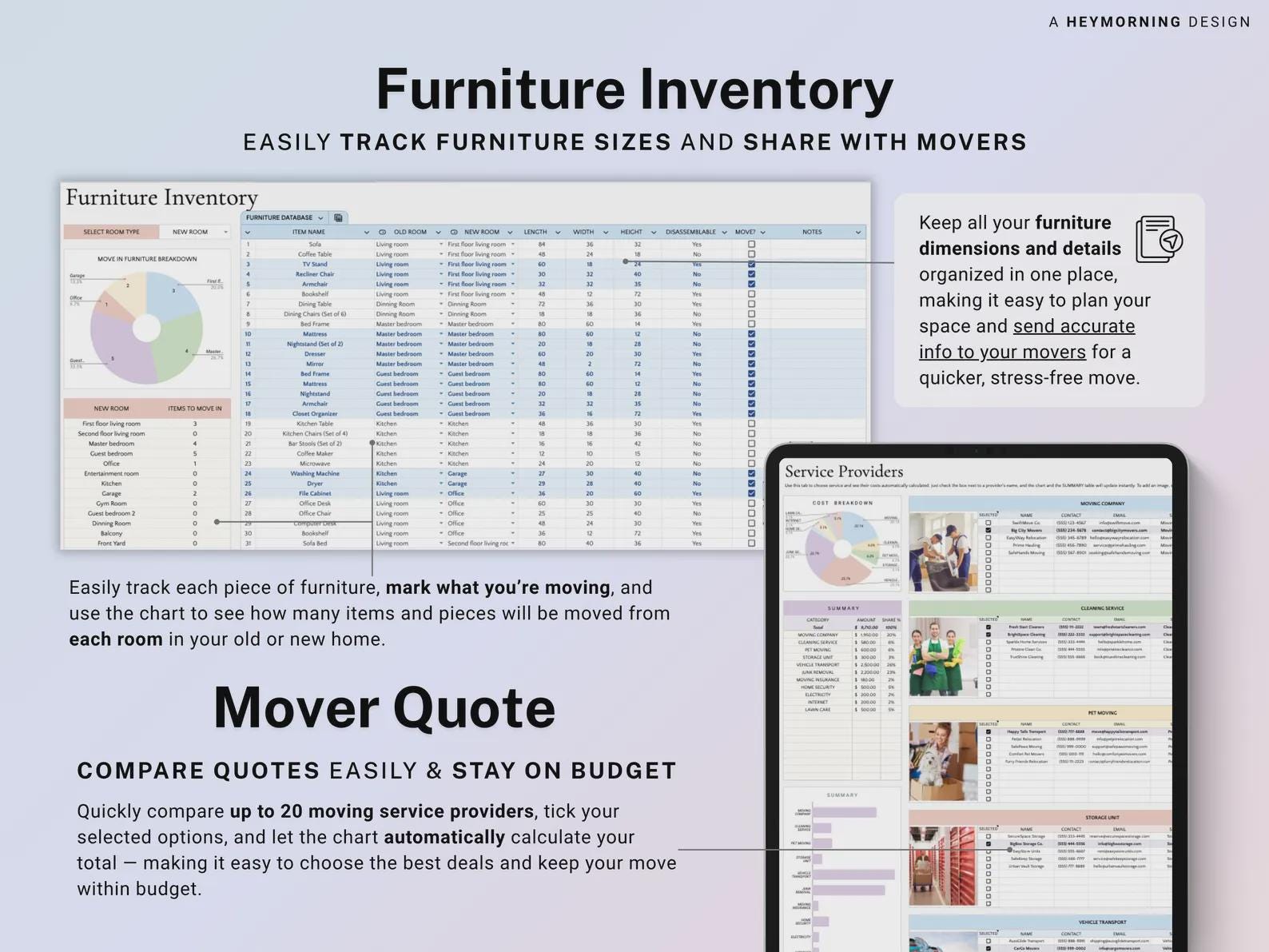 Moving Planner Google Sheets: All-In-One Moving Checklist, Budget (Digital Download)