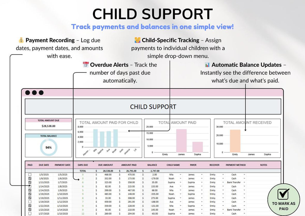 Simple Co-Parenting Tracking Planner for Divorce or Child Custody Matters