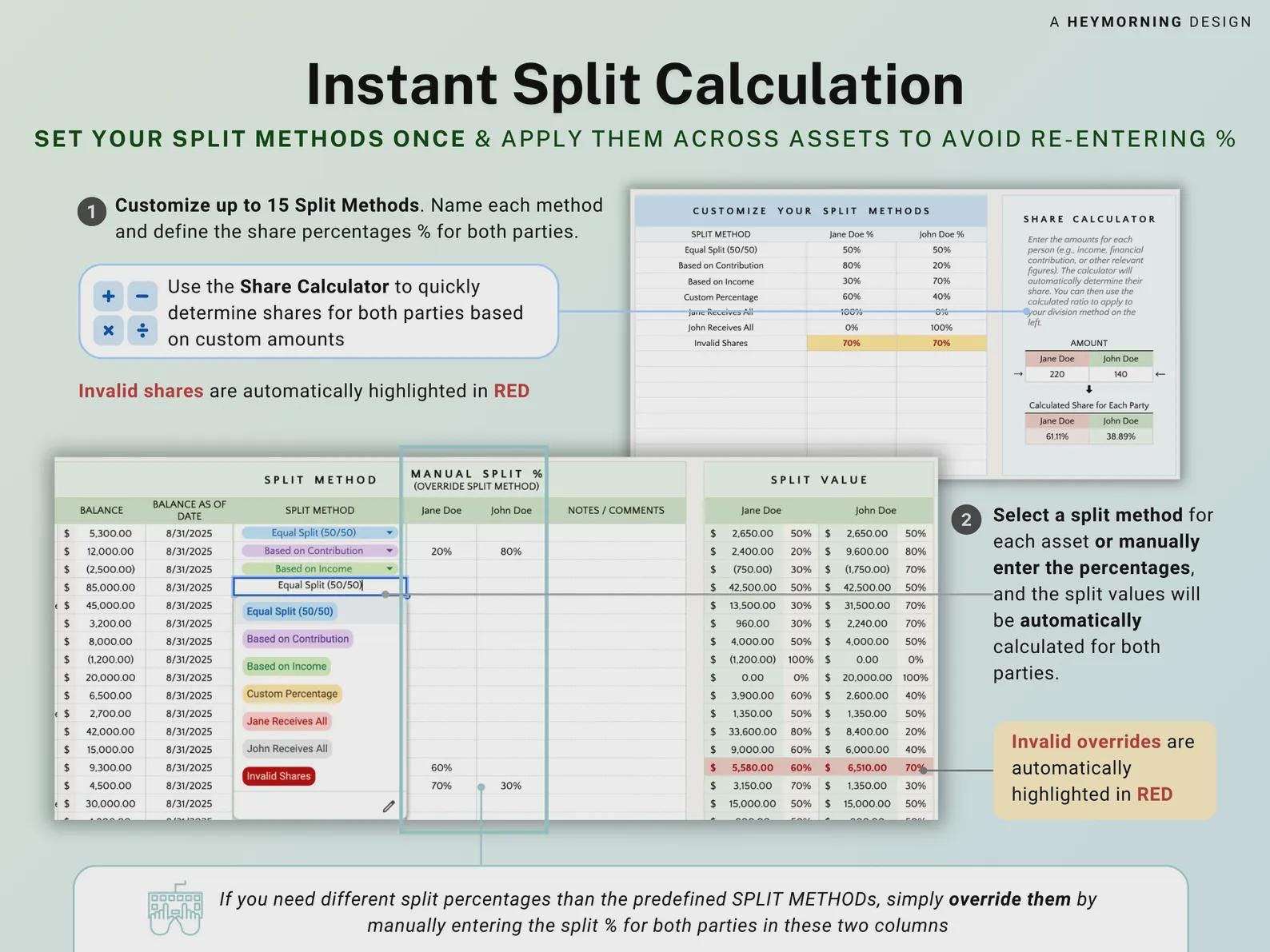 Divorce Separation Planner Spreadsheet: Asset Division & Debt (Digital Download)