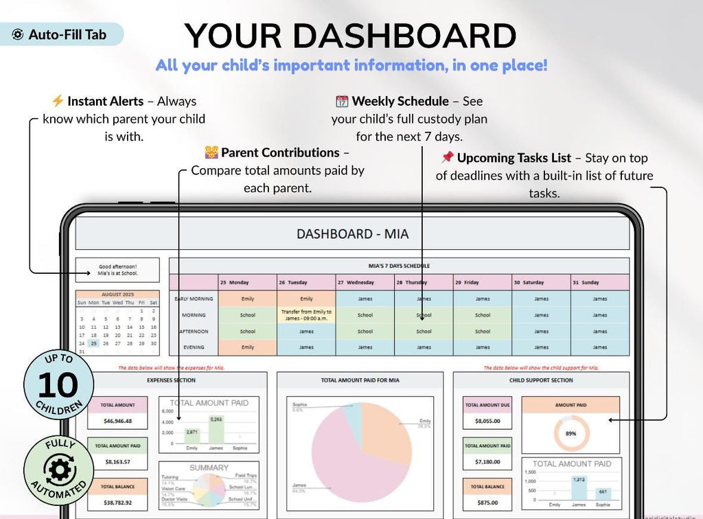 Simple Co-Parenting Tracking Planner for Divorce or Child Custody Matters
