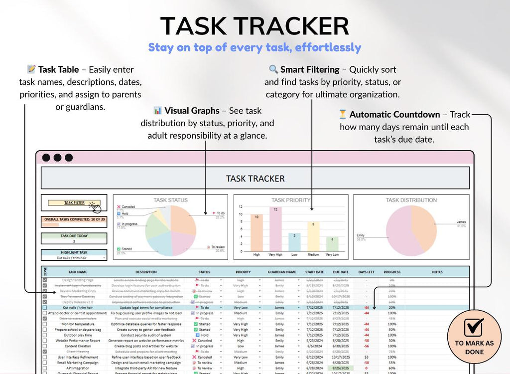 Simple Co-Parenting Tracking Planner for Divorce or Child Custody Matters