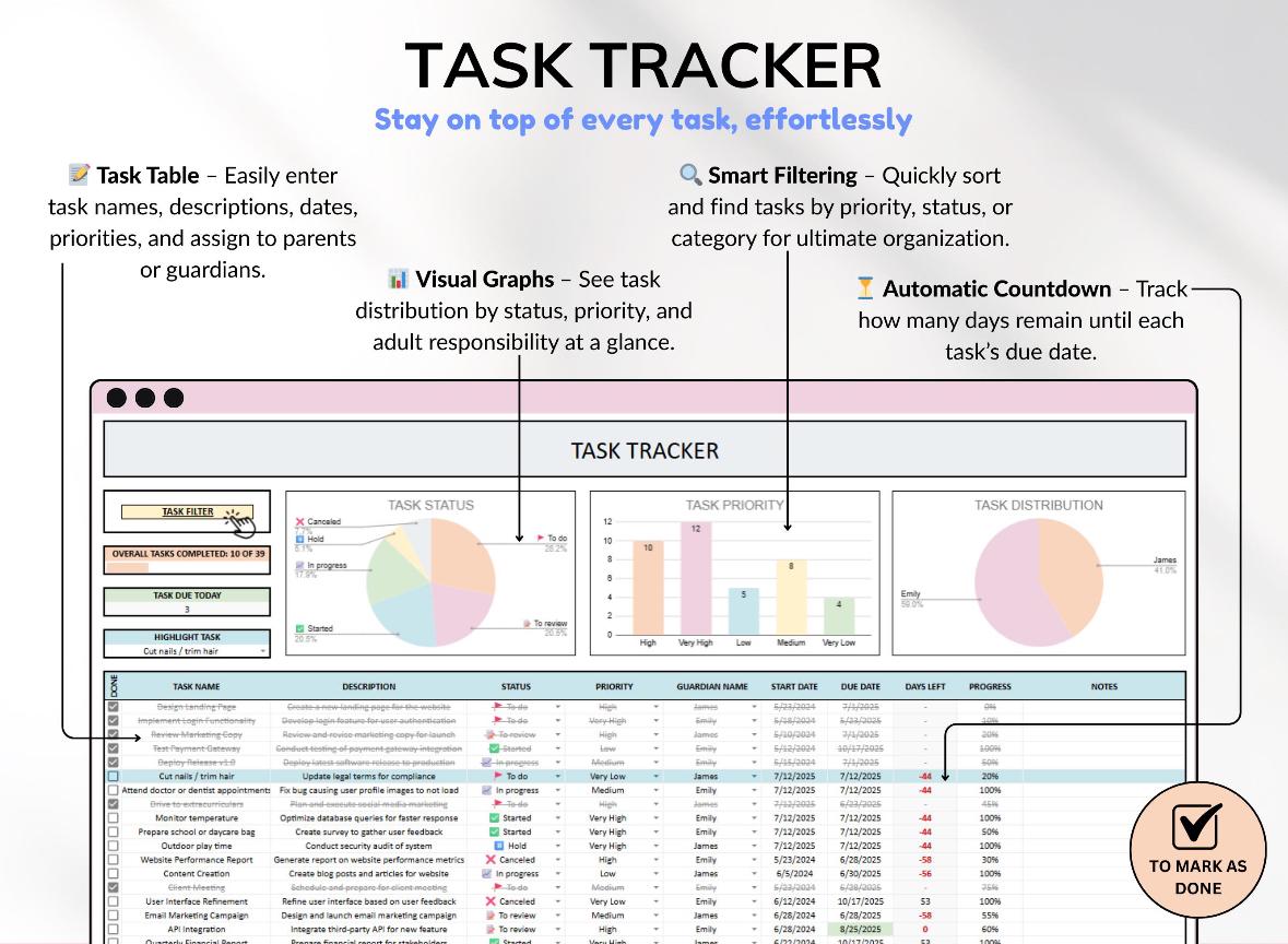 Simple Co-Parenting Tracking Planner for Divorce or Child Custody Matters