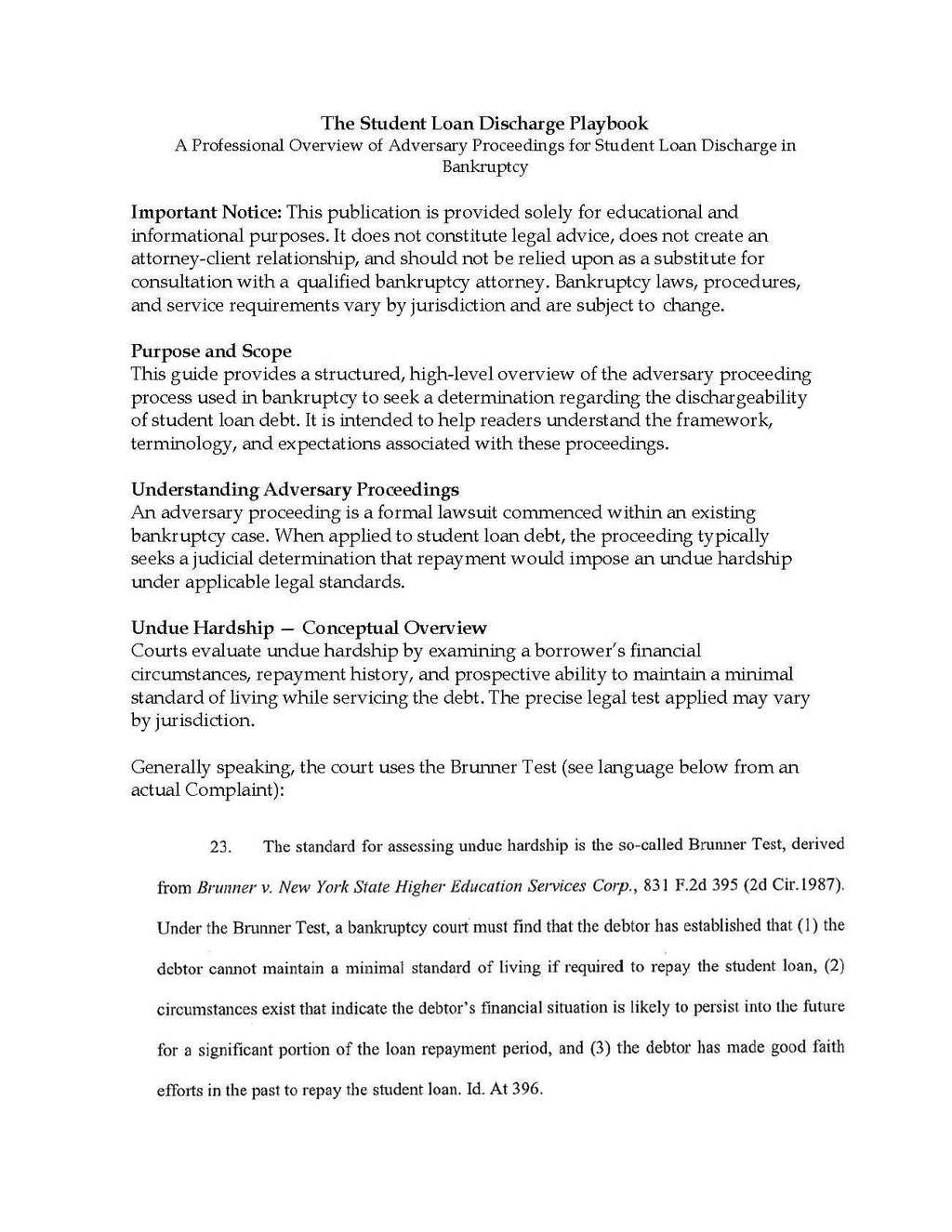 Student Loan Discharge Playbook: Adversary Proceeding Guide (PDF Downloadable)