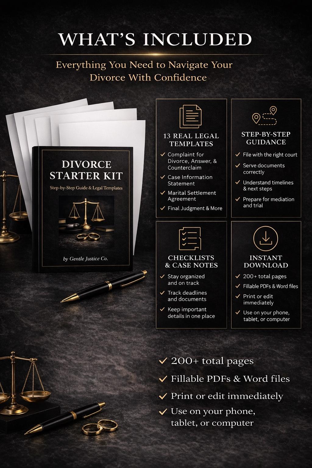 Unit 1-14: Divorce Starter Kit | Step-by-Step Legal Guide & Templates | Pro Se Divorce Workbook | Instant Download PDF